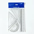 20cm conjunto de regla geométrica para estudiantes 4 piezas regla transparente triángulo - Set de 4 piezas / Blanco