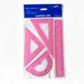 juego de regla de estudiante rosa transparente 20 cm 4 piezas transportador papeteria - Set de 4 piezas / Rosa