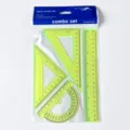 Juego de reglas escolares de 20cm transparente verde kit de geometria regla triangulo - Set de 4 piezas / Amarillo