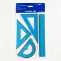 Juego de 4 reglas geométricas transparentes azules para estudiantes y material escolar. - Set de 4 piezas / Azul