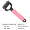 Professional pet dematting comb with pink ergonomic handle, 16x6cm size for grooming. - Dematting Comb / Cute Pink-Small