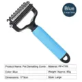 Large blue pet dematting comb with double-sided stainless steel teeth for dogs and cats - Dematting Comb / Sky Blue-Large