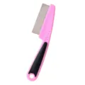 Pink pet grooming comb with fine metal teeth and ergonomic anti-slip handle for daily pet care. - Flea Comb / 18x4.4cm / Black and Pink Gradient
