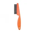 Orange pet flea comb with fine metal teeth and ergonomic plastic handle for cat dog grooming. - Flea Comb / L / Orange