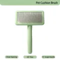 Pet slicker brush for dogs and cats, self-cleaning grooming comb with fine bent pins and ergonomic handle. - Air Cushion Comb / Green