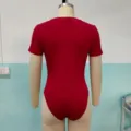Donna Manica Corta Collo Rotondo Body Rosso Casual Elastico Basic Slim T-Shirt - Taglia S / Top / Rosso