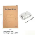 Mantequillera de acero inoxidable con tapa y cuchillo juego recipiente cocina. - Set de 2 piezas con caja de papel kraft