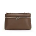 Mini brown box handbag, stylish PU leather crossbody purse with silver zipper hardware. - Coffee (Tiger Eye Texture)