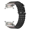 Black silicone smartwatch band compatible with Samsung Galaxy Watch 7, mecha design. - Ultra 2 / Black