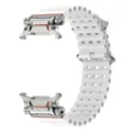 White silicone watch strap with metal connector and breathable holes for smartwatches. - Ultra 2 / White