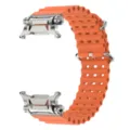 Orange silicone replacement watch band with stainless steel connectors for breathable wrist wear. - Ultra 2 / Orange