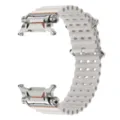 White silicone smartwatch band with breathable tubular holes and durable metal connectors for daily use. - Ultra 2 / Grey Green