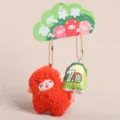 Simpatico portachiavi peluche peora bambola mascotte con confezione carta verde e mini ciondolo bevanda. - Pecora Festiva