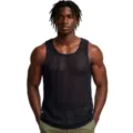 Men's Summer Hollow Knit Tank Top Casual Athletic Mesh Vest Breathable Black Shirt - M / Tops / Black