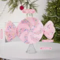 Pink Christmas foam candy lollipop top decoration prop with colorful sprinkles and spring base. - Blue Candy Tree Topper (EJ0255S)