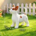 Miniatura linda mascota cachorro figura accesorio decorativo DIY para escritorio coche pantalla - Pose Mirando hacia Arriba / 1# Cachorro (Blanco con Manchas Marrones)