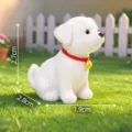 Miniatura lindo cachorro blanco de resina decoración de escritorio juguete DIY. - Pose con Collar de Cascabel / 3# Cachorro (Blanco Puro)