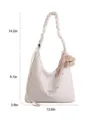 Sweet star print tote bag with cute plush charm, large capacity hobo bag for women - 32*23*10cm (Excluding Pendant) / White