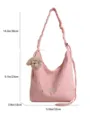 Pink star print hobo shoulder bag with cute puppy charm, large capacity casual tote bag. - 32*23*10cm (Excluding Pendant) / Pink