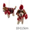 Handgemaakte vilt hond bedel kerst hangende decoratie schattige puppy tas ornamenten - Puppy met Kerstzuurstok