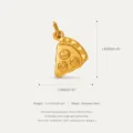 Gold stainless steel pizza slice pendant DIY jewelry charm with detailed dimensions and specs. - Pizza Pendant