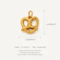 Stainless steel gold pretzel pendant DIY charm, 18K vacuum plated fashion jewelry 12.5mm - Pretzel Pendant