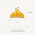 Stainless steel croissant charm in yellow enamel and gold plated finish for DIY jewelry. - Croissant Pendant Only (Without Hoop)
