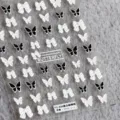 3D schwarz-weiße Schleife und Schmetterling Nagelsticker, elegante Maniküre Aufkleber. - TS-408 Schwarz Weiß Schleife Relief
