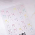 Süße Schleifen Nagelaufkleber, bunte Aquarell Schleifen und Sternchen für schöne Nailart. - TS-4116 Weiche Gaze Schleife