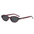 Burgundy Oval Cat Eye Sunglasses Retro Small Frame Trendy Sun Glasses for Women and Men - Wine Red Frame / Grey Lenses