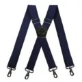 Bretelle elastiche X-back da uomo da 3,8 cm con moschettoni metallici neri resistenti. - Stile a Ganci / Grano di Mais Blu Navy