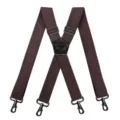 Bretelle elastiche da uomo con design a schiena X e robusti ganci metallici a quattro clip. - Stile a Ganci / Grano di Mais Caffè Scuro