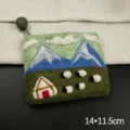 Handmade wool felt coin purse cute landscape sheep pattern card holder storage bag new - Snowy Mountain Sheep Mixed Color
