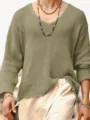 Pull Homme Col V Manches Longues Tricot Ajusté Casual Uni Décontracté Automne - S / Hauts / Vert matcha