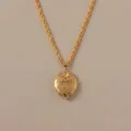 Vintage gold heart locket necklace with cute cat pendant, retro jewelry accessory for women. - Rose Heart Locket