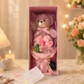 Pink teddy bear soap rose bouquet gift box, romantic Valentine Day present for girlfriend. - Light Pink Teddy Bear Bouquet