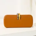 Bolso de noche marrón con patrón de cocodrillo, cartera de PU elegante con cierre de anillo. - Marrón