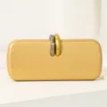 Bolso de noche de cuero PU con motivo de coccodrilo dorado y cierre de anillos metálicos elegante. - Albaricoque