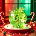 Christmas green apple squeeze toy stress relief squishy liquid glitter decor gift item - Christmas Style - Green