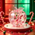Pink apple stress relief squeeze toy, slow rising silicone fidget toy for gift decoration. - Christmas Style - Pink