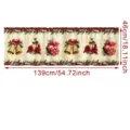 Christmas valance short curtain with bells and poinsettia festive window decor 139x46cm - 138x45cm / Bell & Lantern (DACM002)