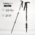 Verstellbarer Aluminium-Trekkingstock mit T-Griff, schwarze Wanderausrüstung Outdoor. - Biegung / 63-135cm / Top Schwarz