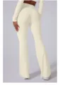High-waisted flare yoga pants for women, stretchy workout leggings for gym fitness and sports training. - Ivory