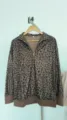 Felpa da donna con stampa leopardata mezza zip top casual a maniche lunghe autunno inverno - Multicolore (Articolo Reale)