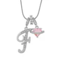 Collier lettre argent avec pendentif cœur rose saturne, bijoux élégants en zircon. - F-Platine (Chaîne Serpent)