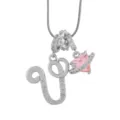 Collier Pendentif Zircon Lettre U Cadeau Saint Valentin Bijou Chaîne Cuivre Variante - V-Platine (Chaîne Serpent)