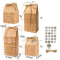 Weihnachten lebkuchenhaus papier geschenkboxen set mit adventskalender aufklebern und kordel. - Lebkuchenmann-Stil (DD4051) / 24er Set