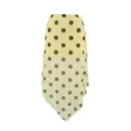 Detail view of yellow polka dot sheer mesh fabric, asymmetric layered hem design for women apparel. - S / Yellow