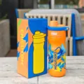 Orange blue spray sports water cup, portable student straw thermos cup, large capacity vacuum flask. - 650ml / Orange