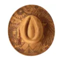 Brown Western cowboy hat, laser engraved tribal pattern, large brim faux suede fedora hat. - M (56-58cm) / Brown